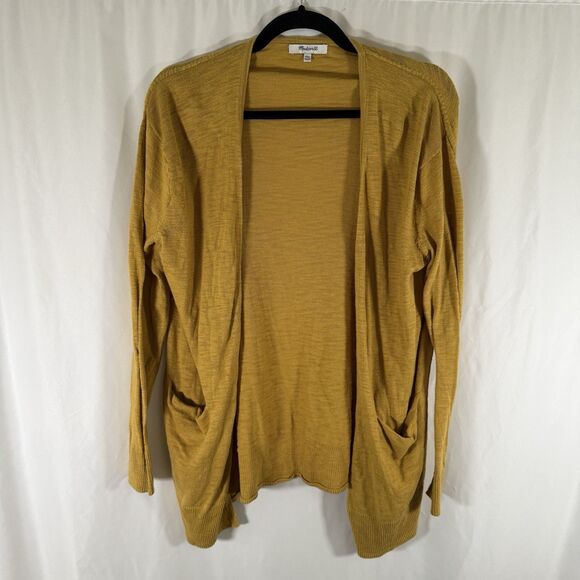 Madewell Cardigan Women's XXS Yellow Open Front Pockets Long Sleeve - Picture 1 of 10